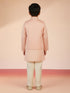 Boy's Pink Silk Blend Nehru Jacket Set