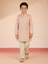 Boy's Pink Silk Blend Nehru Jacket Set