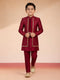 Boy's Maroon Silk Blend Sherwani Set