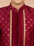 Boy's Maroon Silk Blend Sherwani Set