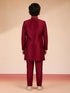 Boy's Maroon Silk Blend Sherwani Set