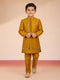 Boy's Mustard Silk Blend Sherwani Set