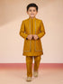 Boy's Mustard Silk Blend Sherwani Set