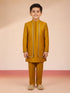 Boy's Mustard Silk Blend Sherwani Set