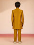 Boy's Mustard Silk Blend Sherwani Set