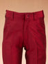 Boy's Maroon Viscose Jacquard Indo-Western Set