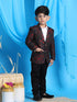 Boy's Black And Red Woven Design Blazer