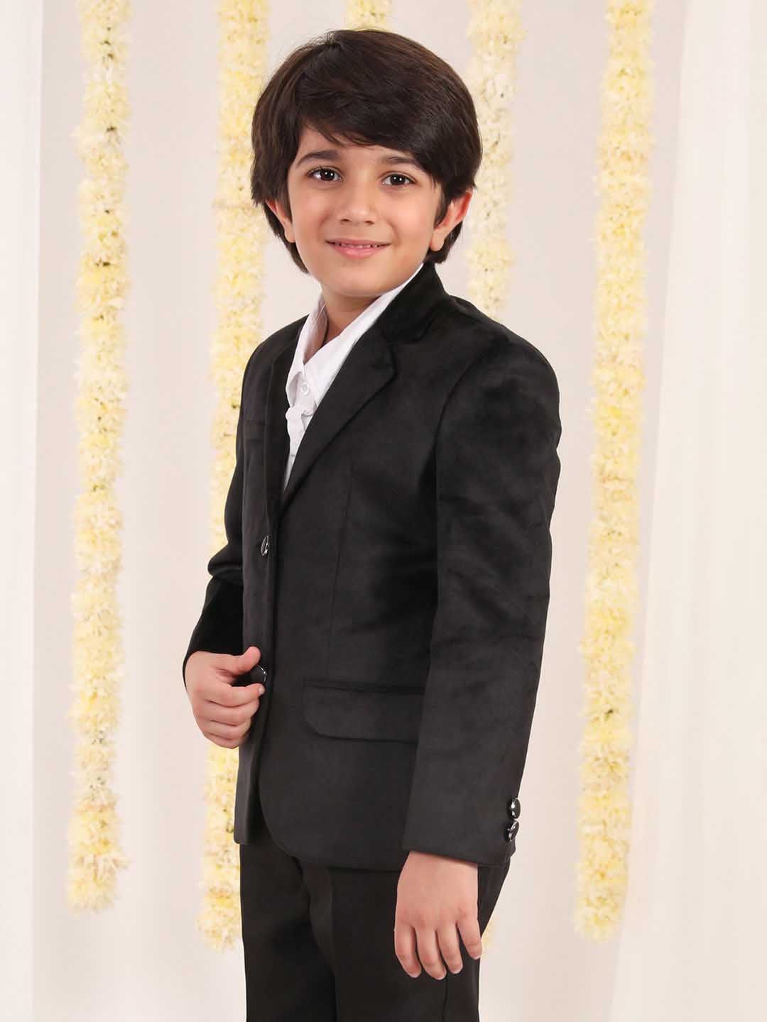 Boy's Black Velvet Blazer