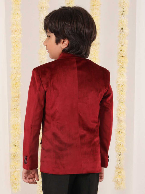 Boy's Maroon Velvet Blazer