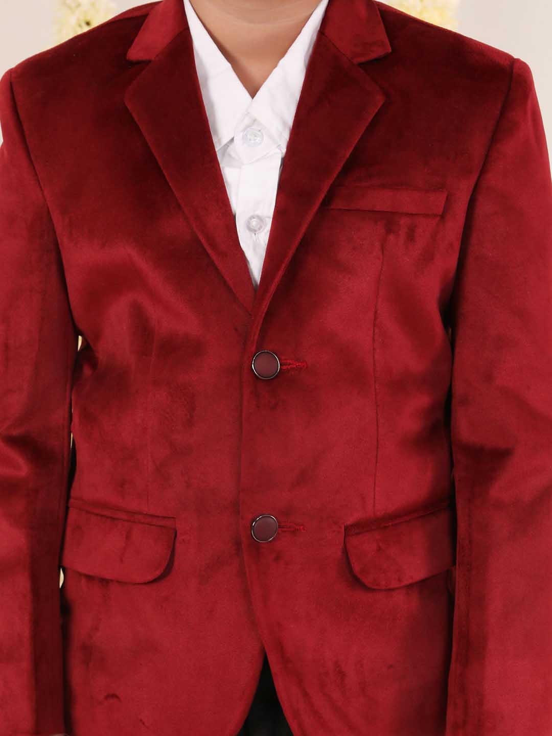 Boy's Maroon Velvet Blazer