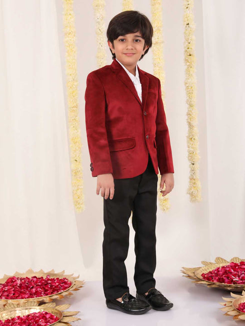 Boy's Maroon Velvet Blazer