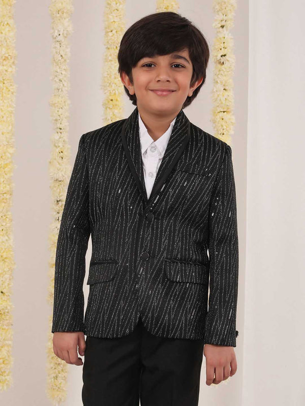 Boy's Black Sequined Blazer