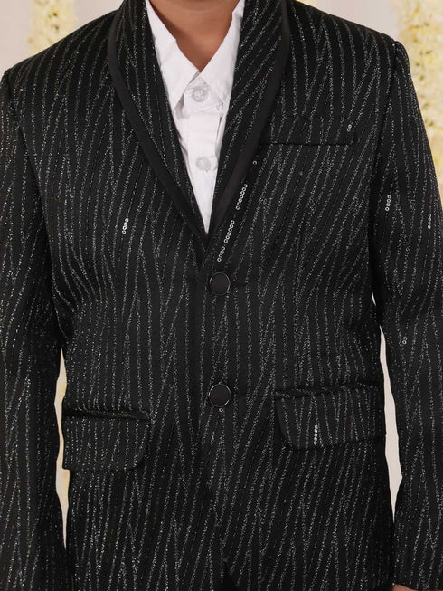 Boy's Black Sequined Blazer