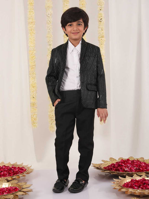 Boy's Black Sequined Blazer