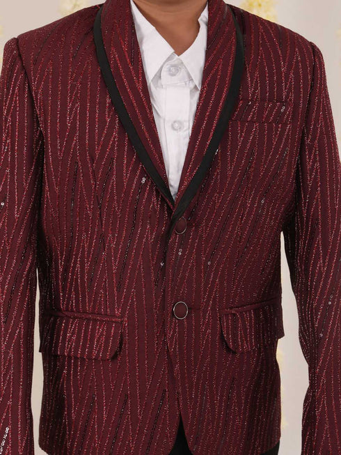 Boy's Maroon Sequined Blazer