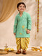 Boys Mint Green Cotton Embroidered Kurta Dhoti Set
