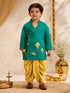 Boys Turquoise Cotton Angrakha Kurta Dhoti Set