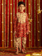 Boy's' Red And Cream Patola Print Ethnic Kurta And Dhoti Set