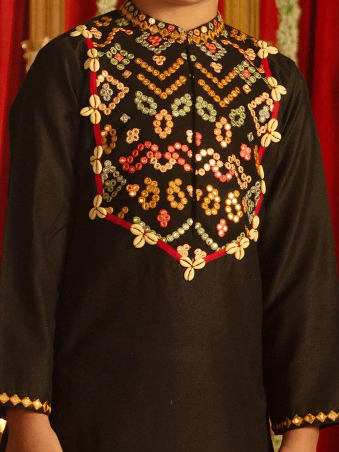 Boy's' Black Navratri Special Embroidered Dhoti Kurta Set