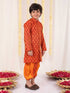 Boy's' Red And Orange Kurta And Dhoti Set