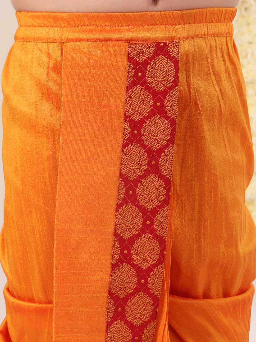 Boy's' Red And Orange Kurta And Dhoti Set