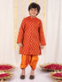Boy's' Red And Orange Kurta And Dhoti Set