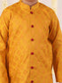 Boy's' Yellow And Maroon Ethnic Jacquard Kurta Dhoti Set