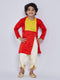 Infant Boy's' Red And Cream Silk Blend Kurta And Dhoti Set