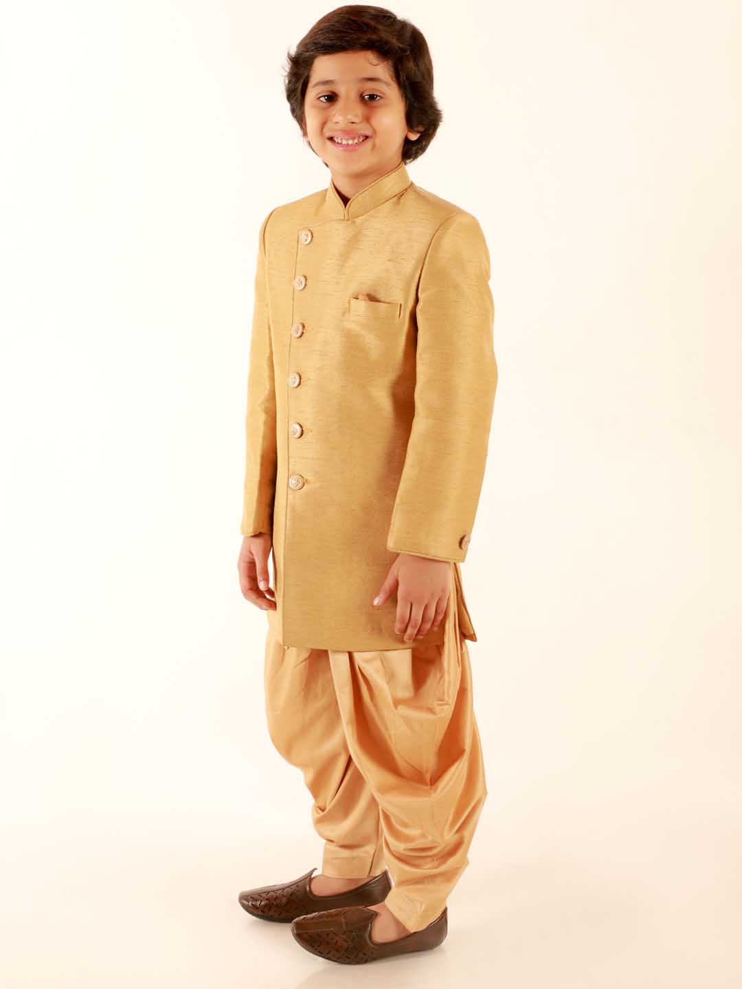 Boy's Beige Indo Western Set