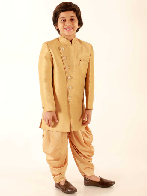 Boy's Beige Indo Western Set