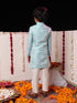 Boy's' Blue Jacquard Sherwani Set