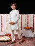 Boy's' Grey Jacquard Sherwani Set