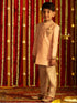 Boy's' Pink Silk Sblend Solid Sherwani Set