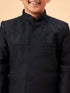 Boy's Black Glitter Indo Western Sherwani Set