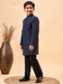 Boy's Navy Blue Glitter Indo Western Sherwani Set