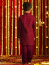 Boy's' Maroon Georgette Embroidered Indo Western Set