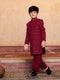 Boy's' Maroon Georgette Embroidered Indo Western Set