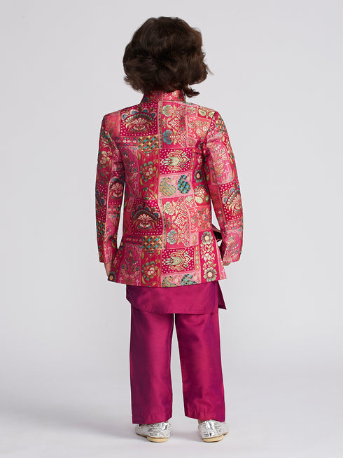 Boy's' Magenta Sherwani Set