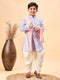 Boy's Lavender Indo Western Jacquard Sherwani And Dhoti Pant Set Come With Pinjk Dupatta