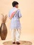 Boy's Lavender Indo Western Jacquard Sherwani And Dhoti Pant Set Come With Pinjk Dupatta