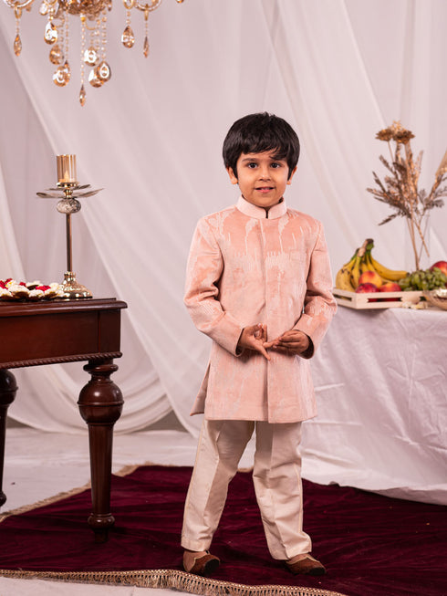 Boy's' Peach Indo With Cream Pant Set