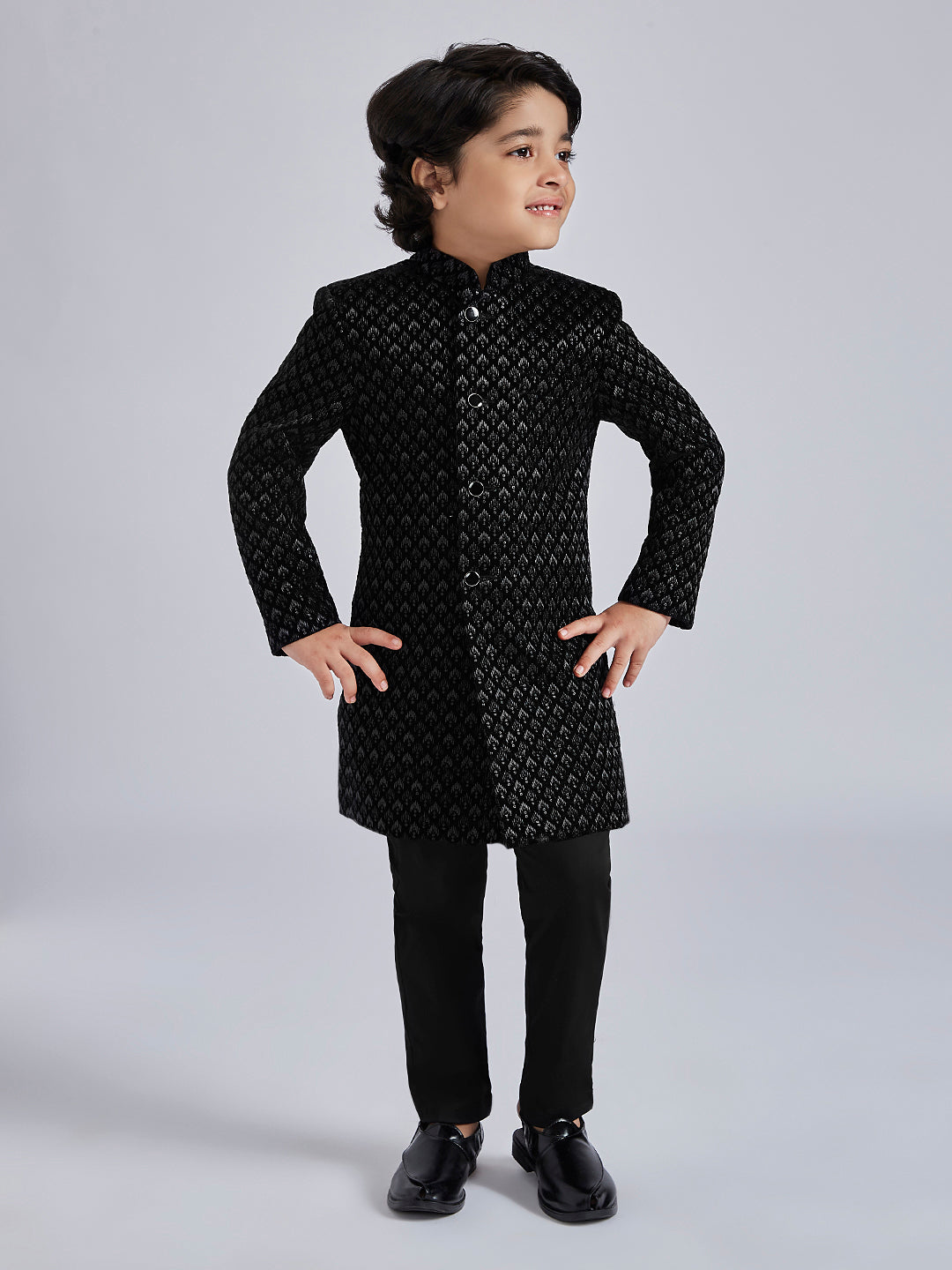 Boy's' Black Sherwani Set