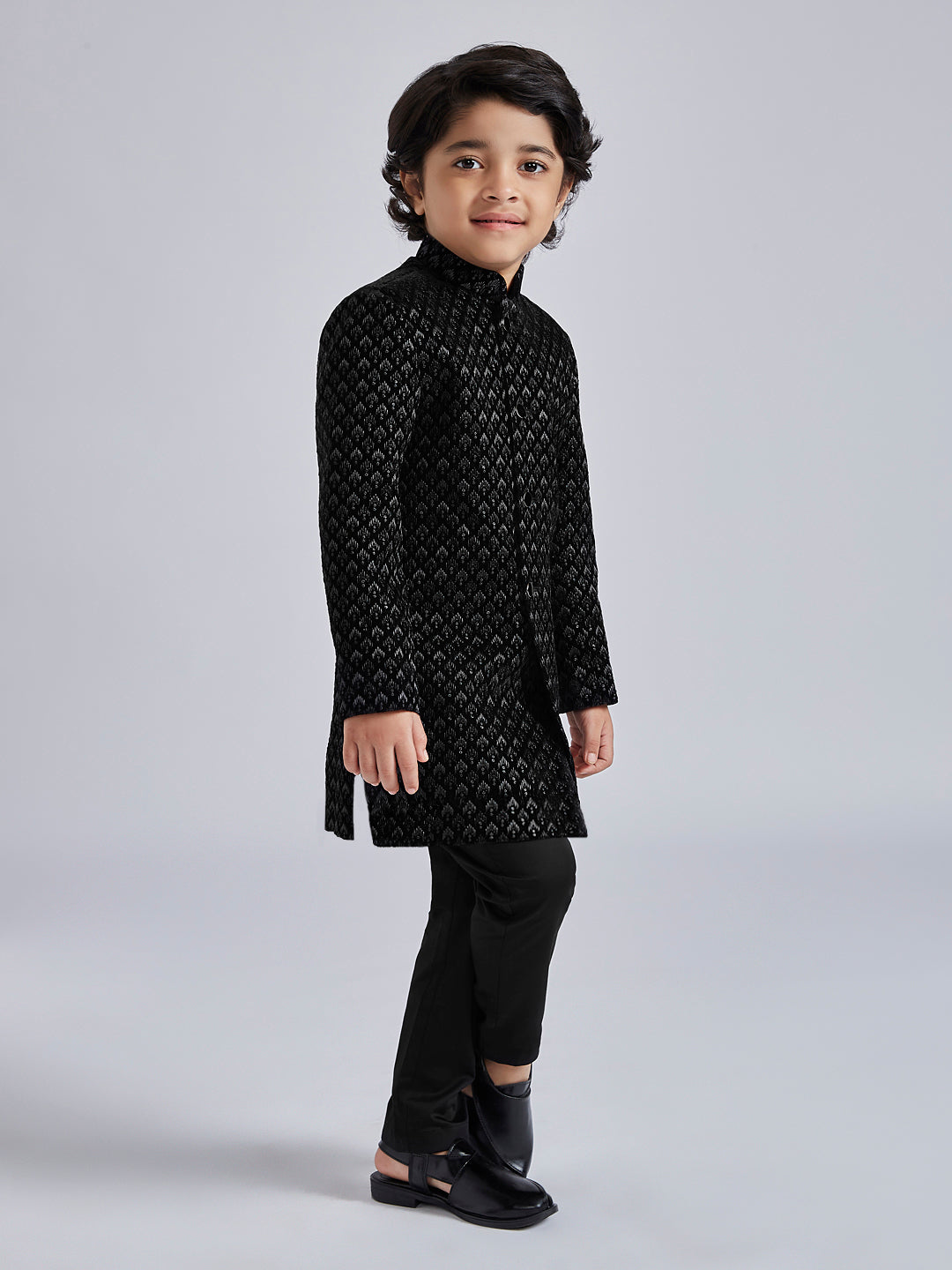 Boy's' Black Sherwani Set