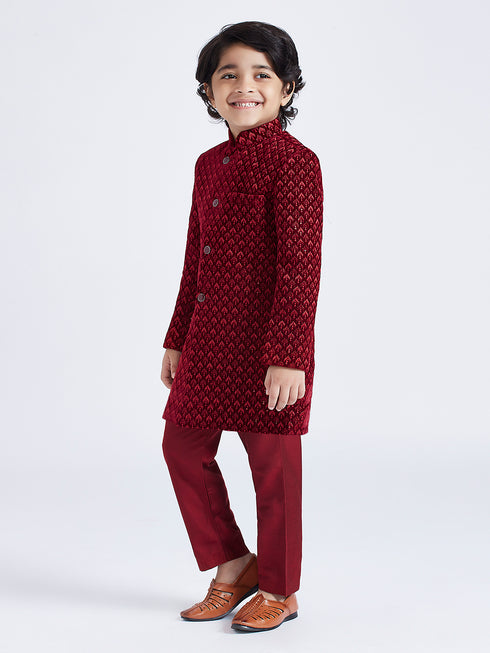 Boy's' Maroon Sherwani Set
