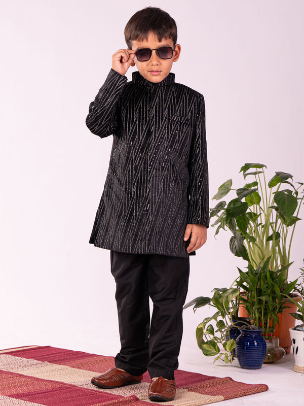 Boy's' Black Sherwani Set