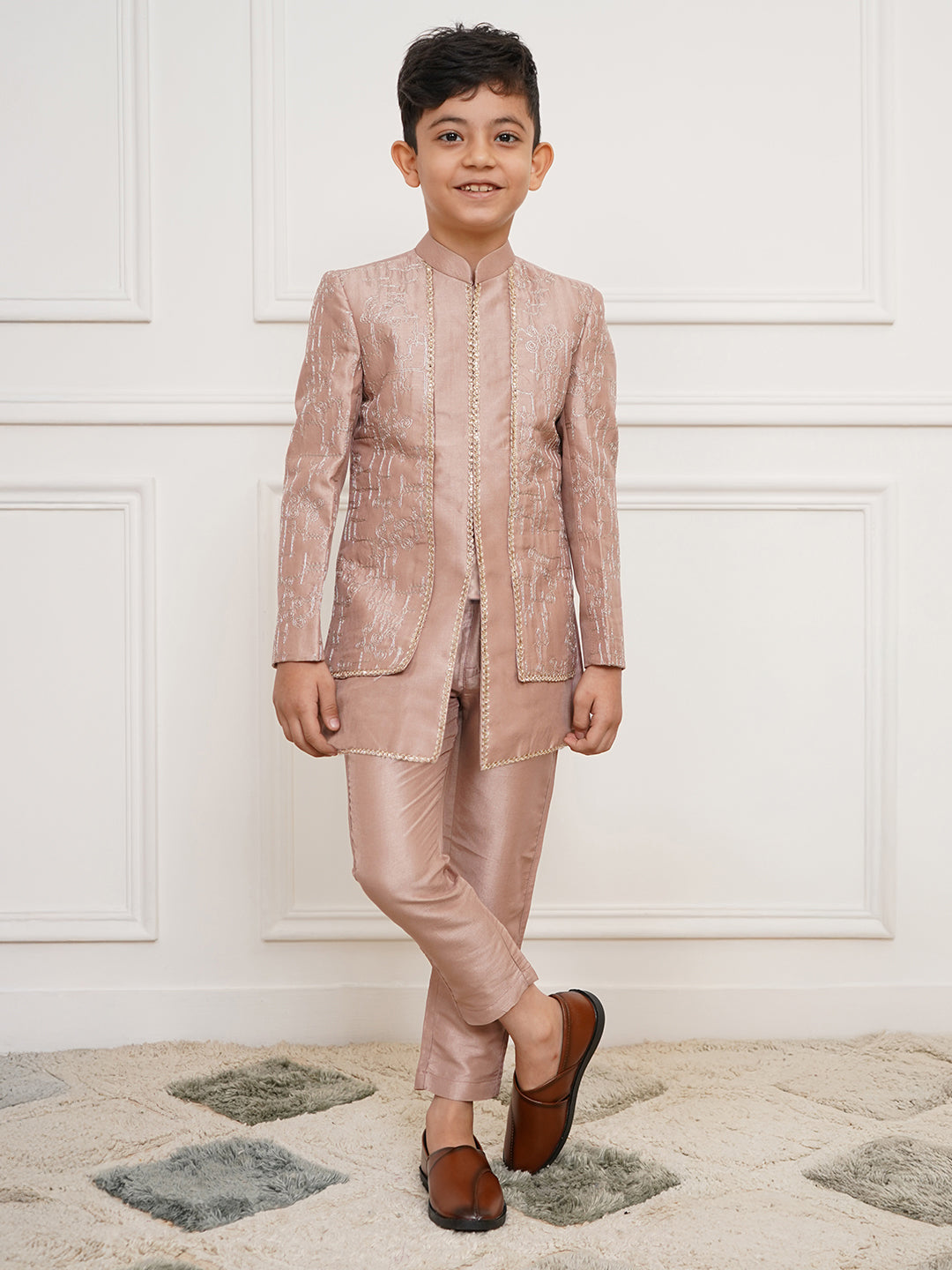Boy's' Rose Gold Indowestern Set