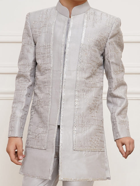 Boy's' Silver Indowestern Set