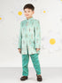 Boy's Mint Green Velvet Indo-Western Set