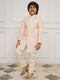 Boy's' Peach Sherwani And Pyjama Set