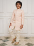 Boy's' Peach Sherwani And Pyjama Set